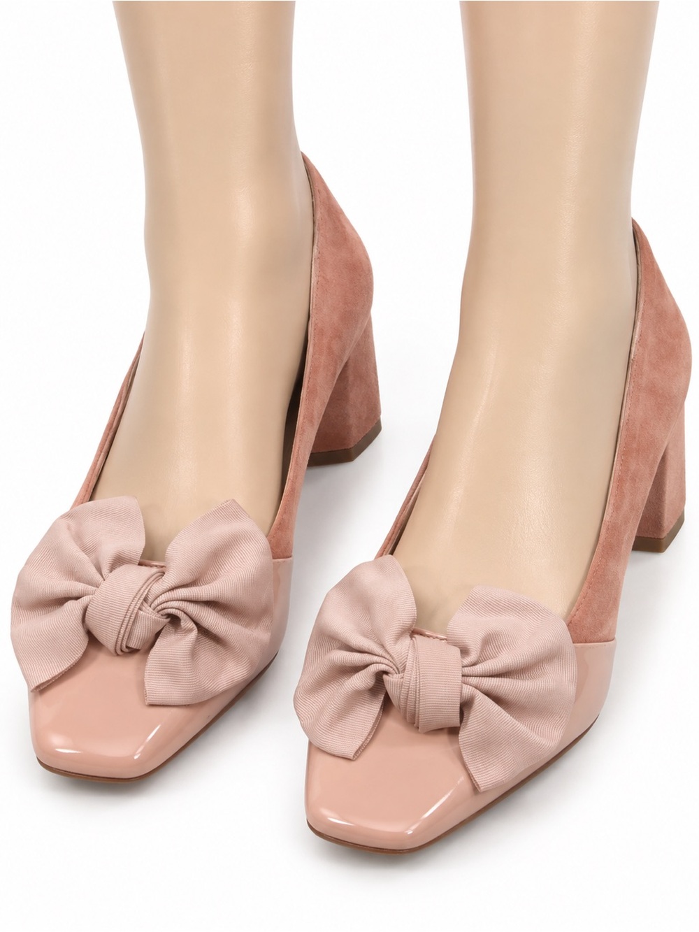 Isaac Mizrahi Dusty Rose Bow Block Heels